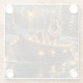 Duitse herder kerstvakantie reis glazen onderzetter (Achterkant)