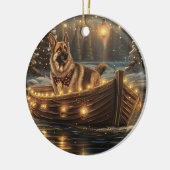 Duitse herder kerstvakantie reis keramisch ornament (Links)