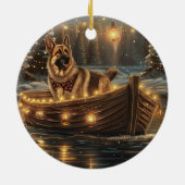 Duitse herder kerstvakantie reis keramisch ornament (Achterkant)