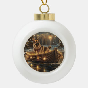 Duitse herder kerstvakantie reis keramische bal ornament