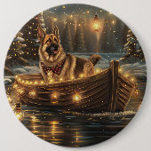 Duitse herder kerstvakantie reis ronde button 6,0 cm (Voorkant)