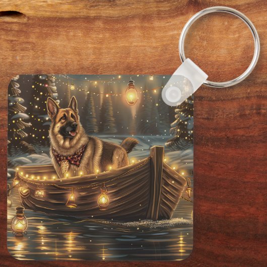 Duitse herder kerstvakantie reis sleutelhanger (Achterkant)