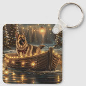 Duitse herder kerstvakantie reis sleutelhanger (Achterkant)