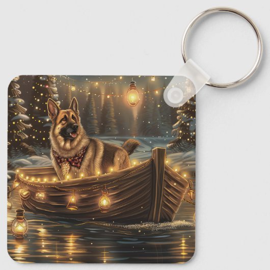 Duitse herder kerstvakantie reis sleutelhanger (Achterkant)