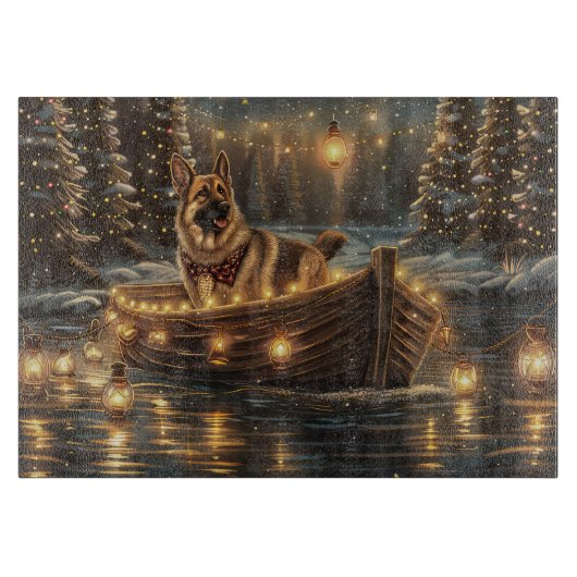 Duitse herder kerstvakantie reis snijplank (Voorkant)