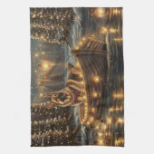 Duitse herder kerstvakantie reis theedoek (Verticaal)