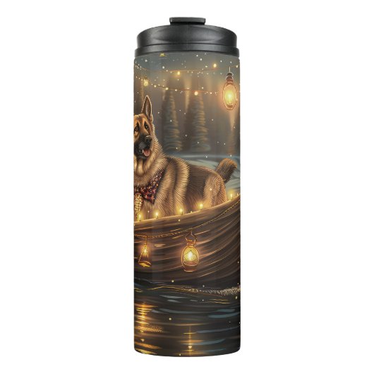 Duitse herder kerstvakantie reis thermosbeker (Voorkant)