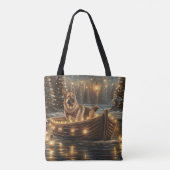 Duitse herder kerstvakantie reis tote bag (Achterkant)