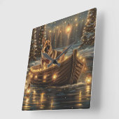 Duitse herder kerstvakantie reis vierkante klok (Hoek)