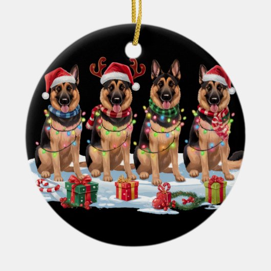 Duitse Herder kerstverlichting - Schattig ontwerp Keramisch Ornament (Voorkant)