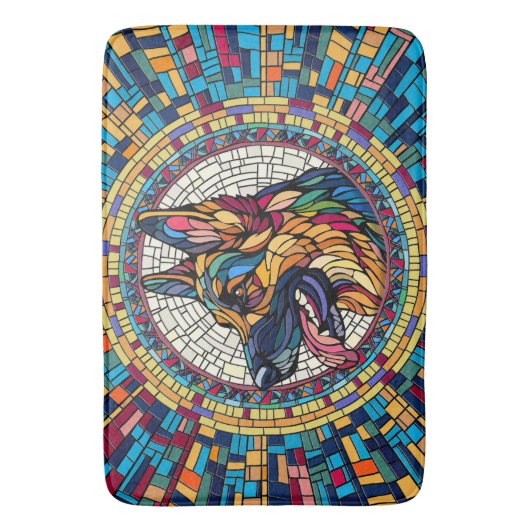 Duitse herder - kleurrijke mozaïek kunst badmat (Voorkant Verticaal)