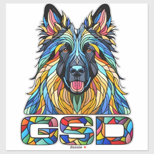 Duitse herder - kleurrijke mozaïek kunst sticker (Vel)