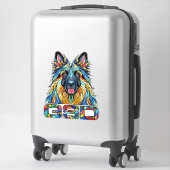 Duitse herder - kleurrijke mozaïek kunst sticker (Koffer)