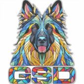 Duitse herder - kleurrijke mozaïek kunst sticker (Voorkant)