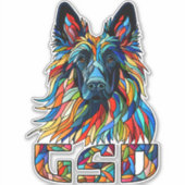Duitse herder - kleurrijke mozaïek kunst sticker (Voorkant)