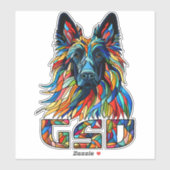 Duitse herder - kleurrijke mozaïek kunst sticker (Vel)