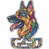 Duitse herder - kleurrijke mozaïek kunst sticker (Voorkant)