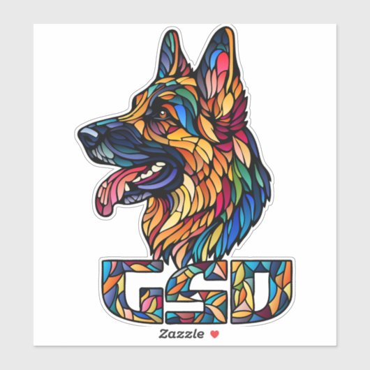 Duitse herder - kleurrijke mozaïek kunst sticker (Vel)