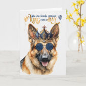 Duitse herder koning voor een dag grappige verjaar kaart (Gele Bloem)