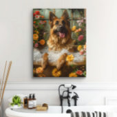 Duitse herder kunst, Duitse herder in badkuip Poster