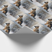 duitse herder laat het sneeuwen kerst cadeaupapier (Hoek)