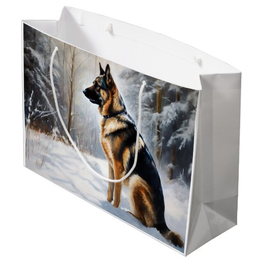 duitse herder laat het sneeuwen kerst groot cadeauzakje (Achterkant Gekanteld)