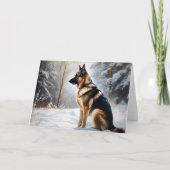duitse herder laat het sneeuwen kerst kaart (Voorkant)