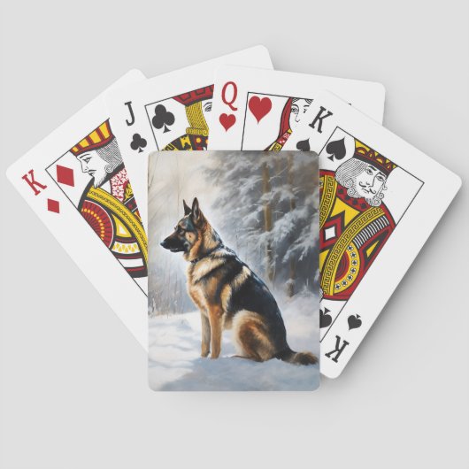 duitse herder laat het sneeuwen kerst pokerkaarten (Achterkant)