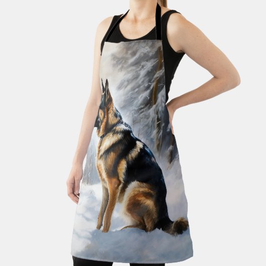duitse herder laat het sneeuwen kerst schort (Insitu)