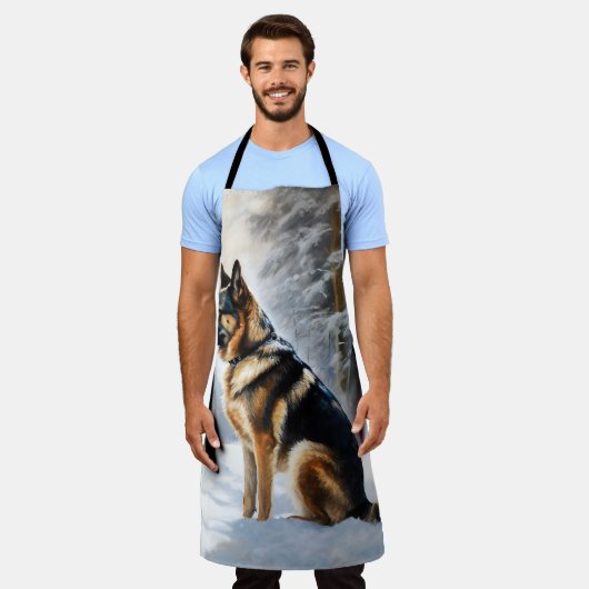 duitse herder laat het sneeuwen kerst schort (Gedragen)