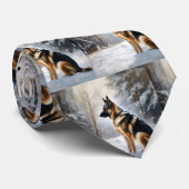 duitse herder laat het sneeuwen kerst stropdas (Opgerold)