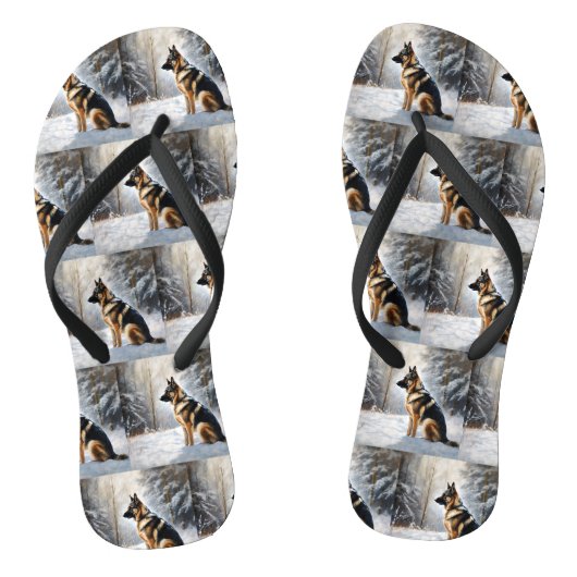duitse herder laat het sneeuwen kerst teenslippers (Voetbed)