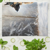 duitse herder laat het sneeuwen kerst theedoek (Gevouwen)