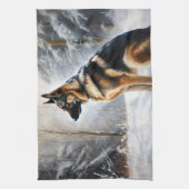 duitse herder laat het sneeuwen kerst theedoek (Verticaal)