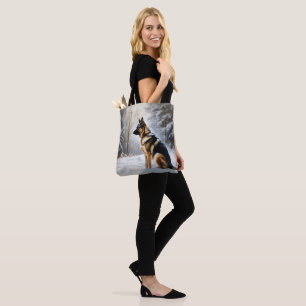 duitse herder laat het sneeuwen kerst tote bag