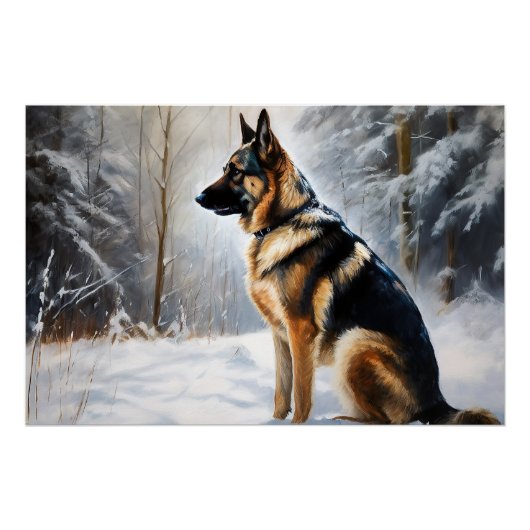Duitse Herder Laat het Sneeuwen Kerstmis Perfect Poster (Voorkant)
