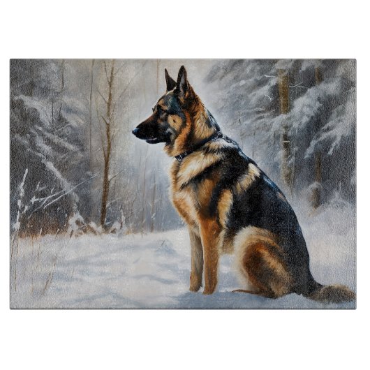 Duitse Herder Laat het Sneeuwen Kerstmis Snijplank (Voorkant)