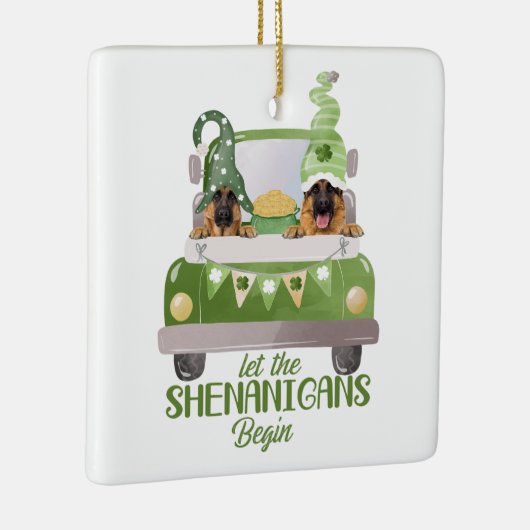 Duitse herder laat shenanigans beginnen keramisch ornament (Rechts)