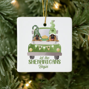 Duitse herder laat shenanigans beginnen keramisch ornament
