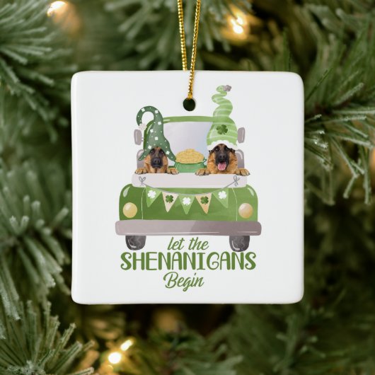 Duitse herder laat shenanigans beginnen keramisch ornament (Boom)