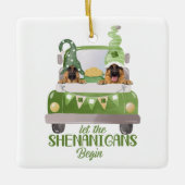 Duitse herder laat shenanigans beginnen keramisch ornament (Voorkant)