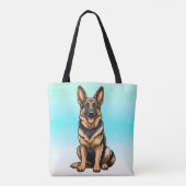 Duitse herder lachend tote bag (Achterkant)