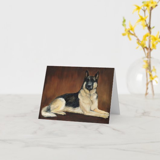 Duitse Herder Leghond Art Note Kaart (Gele Bloem)