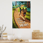 Duitse herder leidt door Bossen Poster (Keuken)
