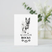 Duitse herder leven beter met aangepaste hond naam briefkaart (Staand voorkant)