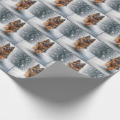 Duitse herder loopt in de sneeuw cadeaupapier (Hoek)