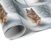 Duitse herder loopt in de sneeuw cadeaupapier (Rol Hoek)