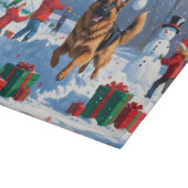 Duitse herder loopt in de sneeuw met kerst Pet Snijplank (Hoek)