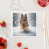 Duitse herder loopt in de sneeuw servet (Insitu)