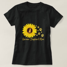Duitse Herder Mama met Zonnebloem en Paw Prints T-shirt